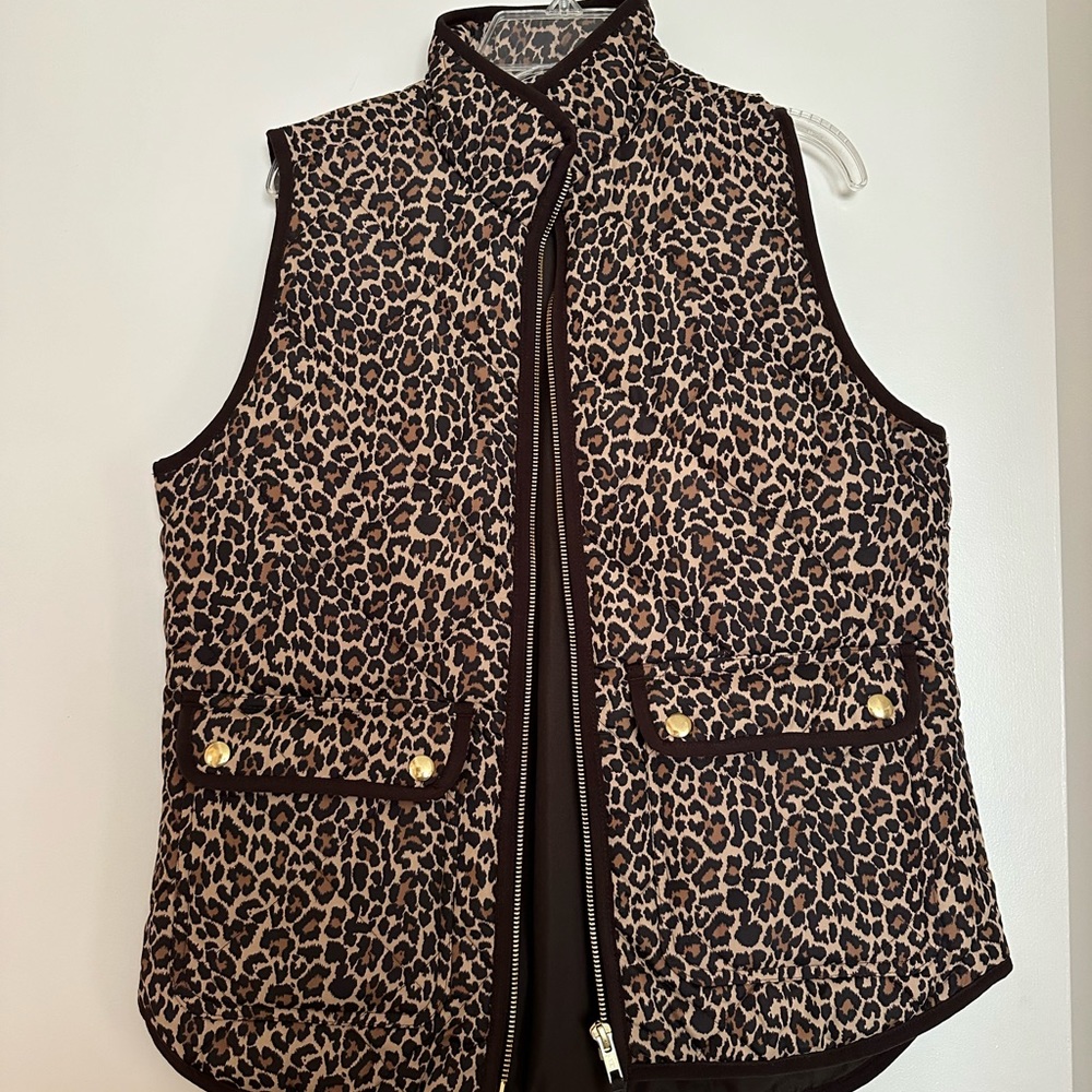 J Crew Cheetah Print Winter Vest